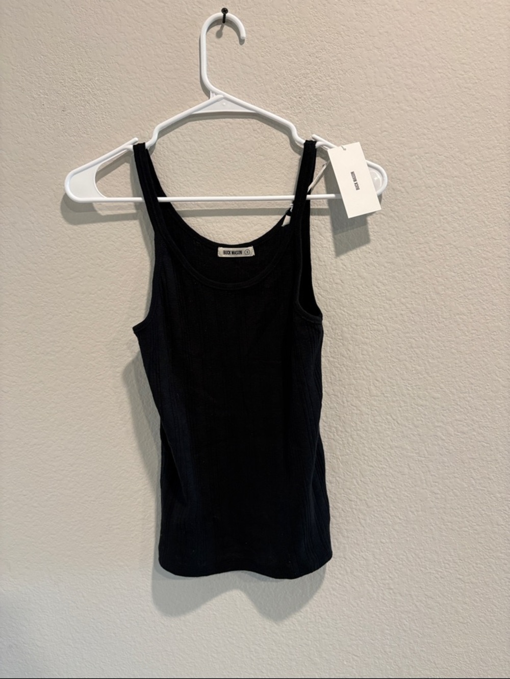 NWT Buck Mason Black Heirloom Rib Base Tank Small Retail $65